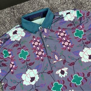 Greyson Golf Shirt Polo Mountain Laurel Print  Men’s Medium Multicolor